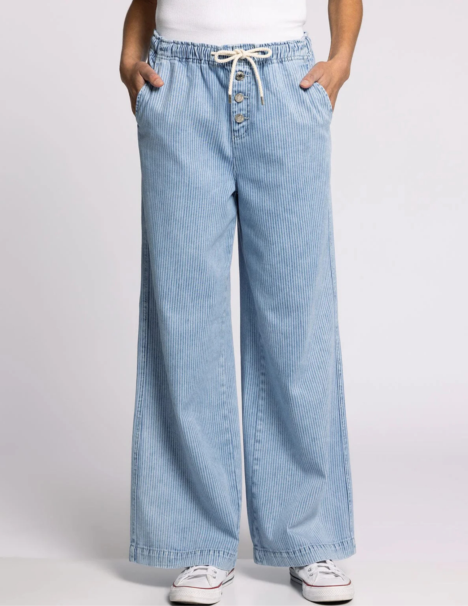 Norman Pants - Washed Indigo Stripe - Tres Chic Boutique