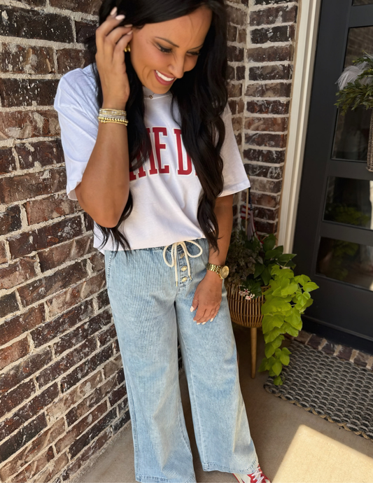 Norman Pants - Washed Indigo Stripe - Tres Chic Boutique