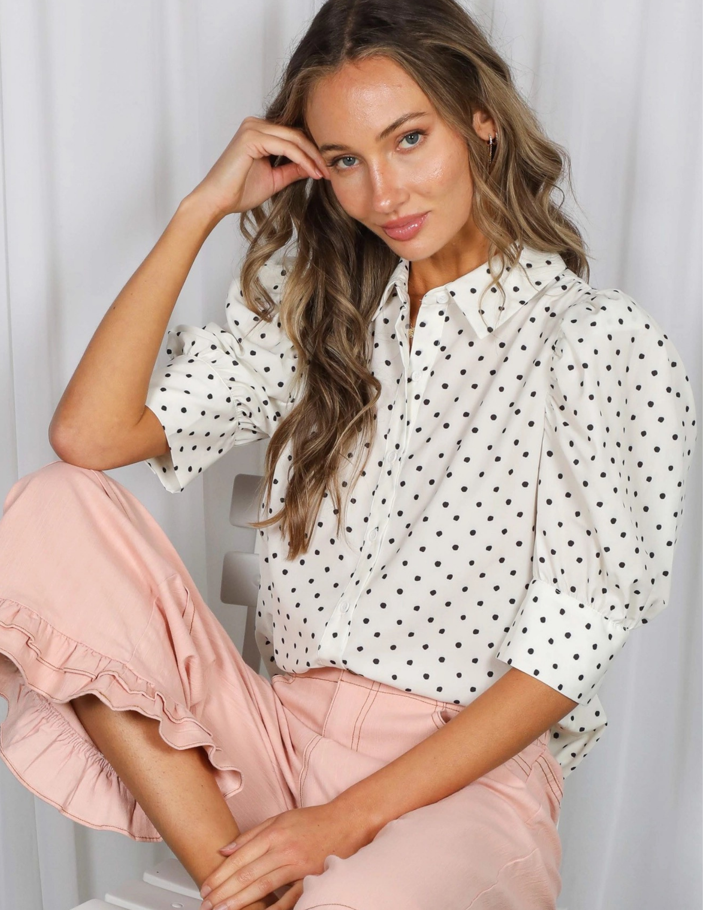 Swiss Dot Top- Cream