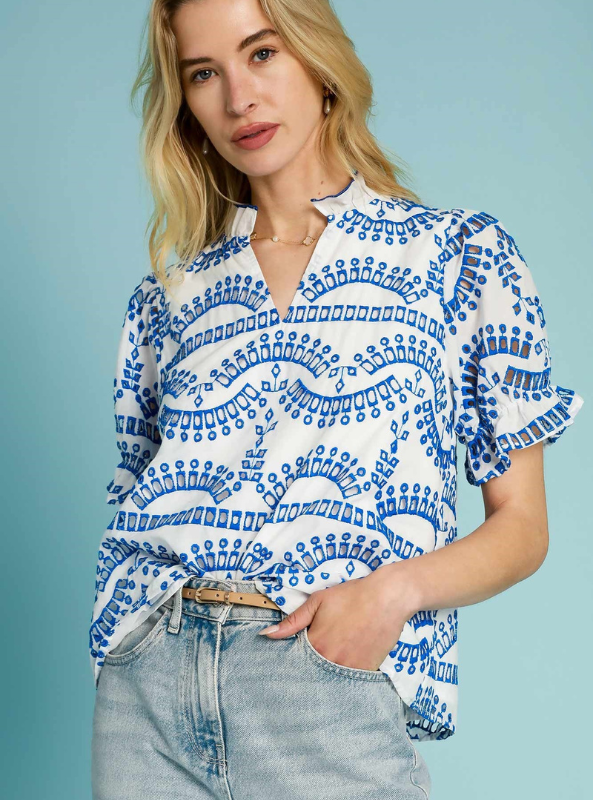 Off White Eyelet Top