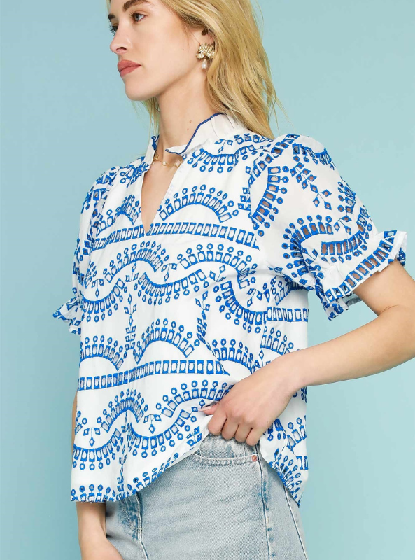 Off White Eyelet Top