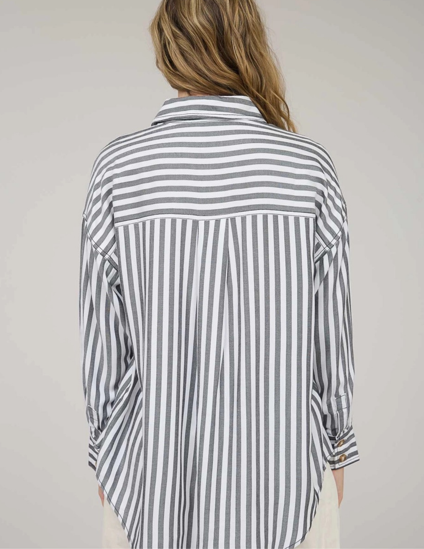 Striped Button Down - Black