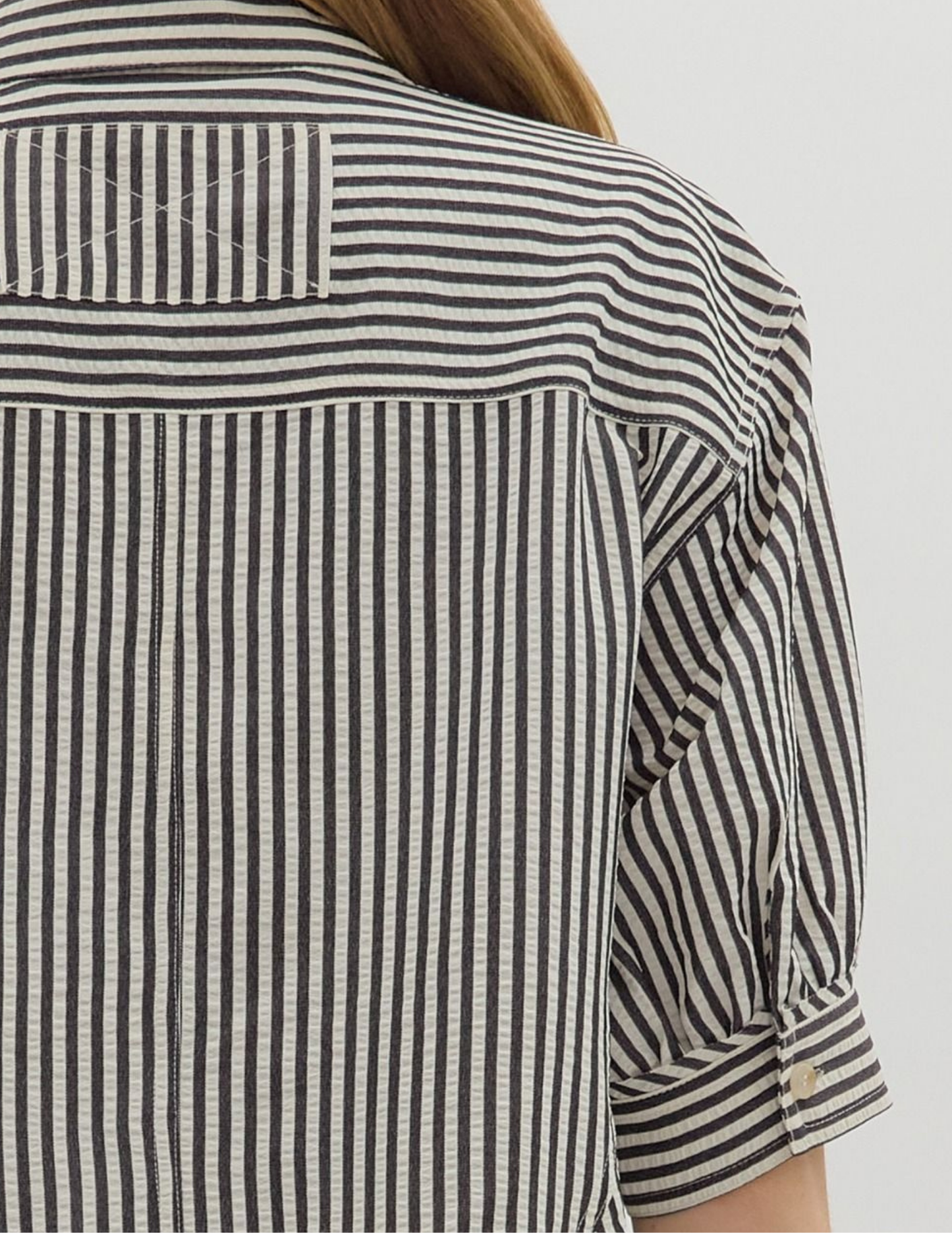 Striped Ruffled Hem Top- Black - Tres Chic Boutique