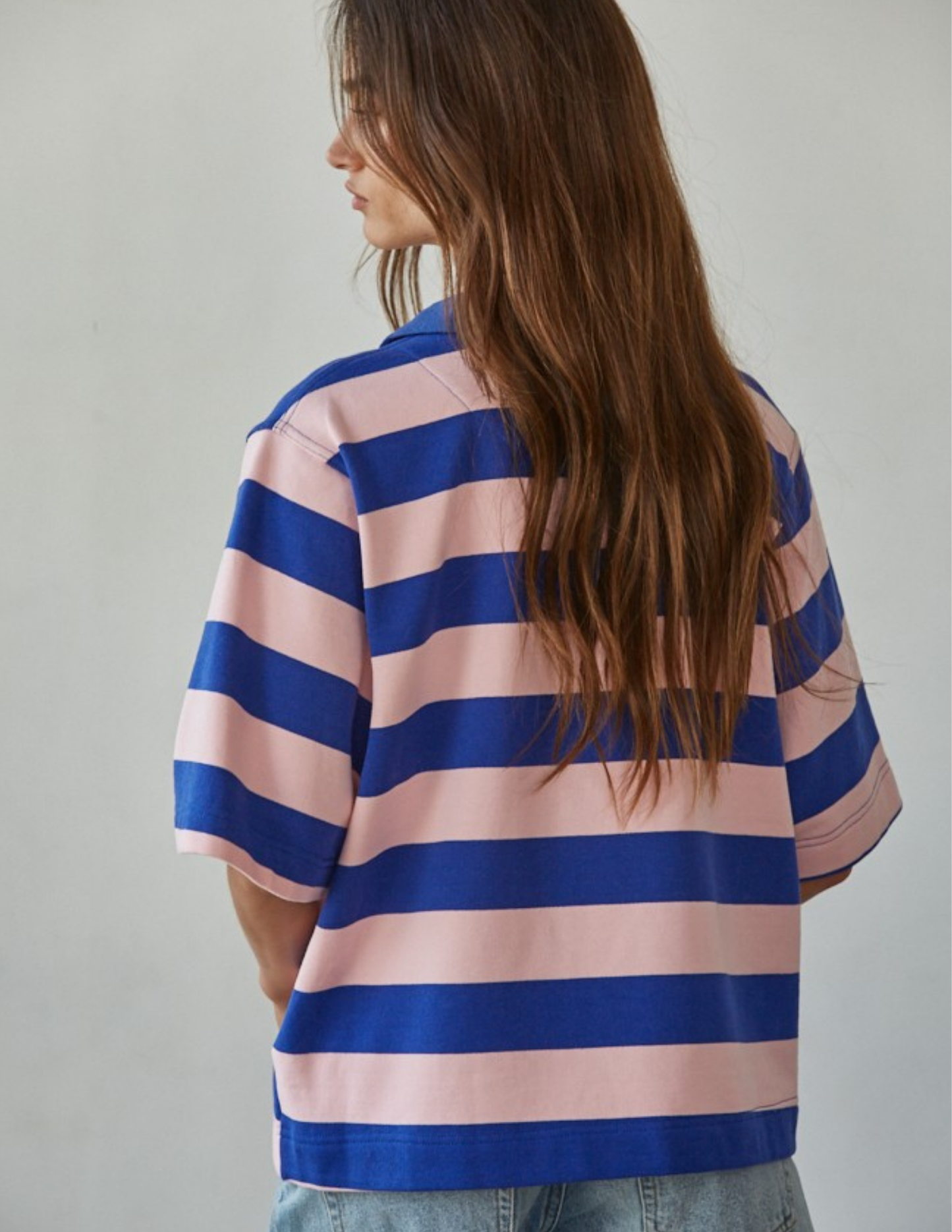 Varsity Pink & Blue Stripe Top