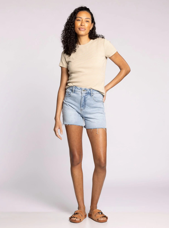 Cameron Mid Rise Shorts- Light Wash - Tres Chic Boutique