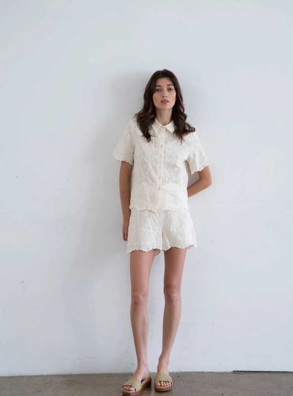 Embroidered Scalloped Hem Shorts - Tres Chic Boutique