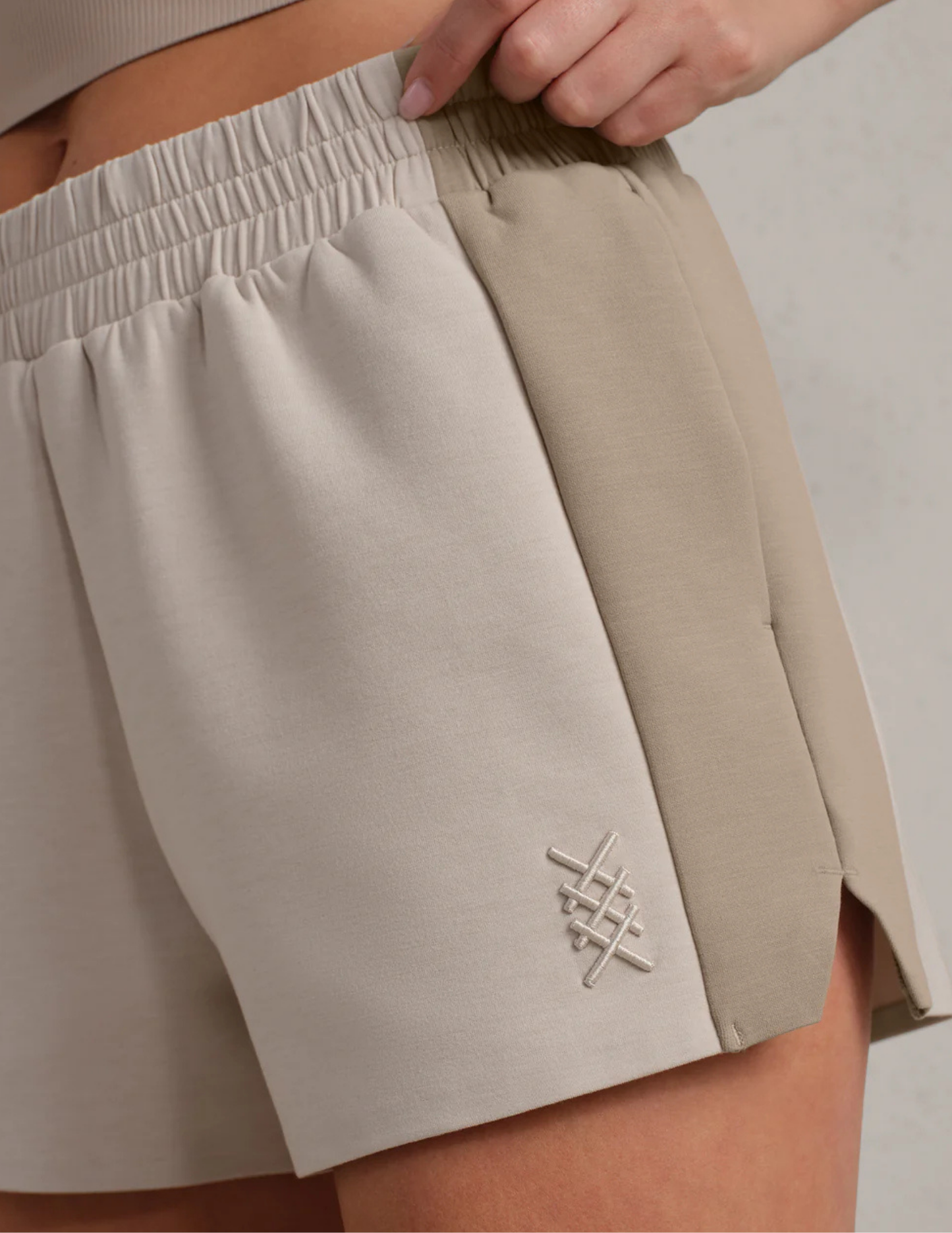 Rhone Apparel- Dreamglow Color Block Short- Beige Stone - Tres Chic Boutique