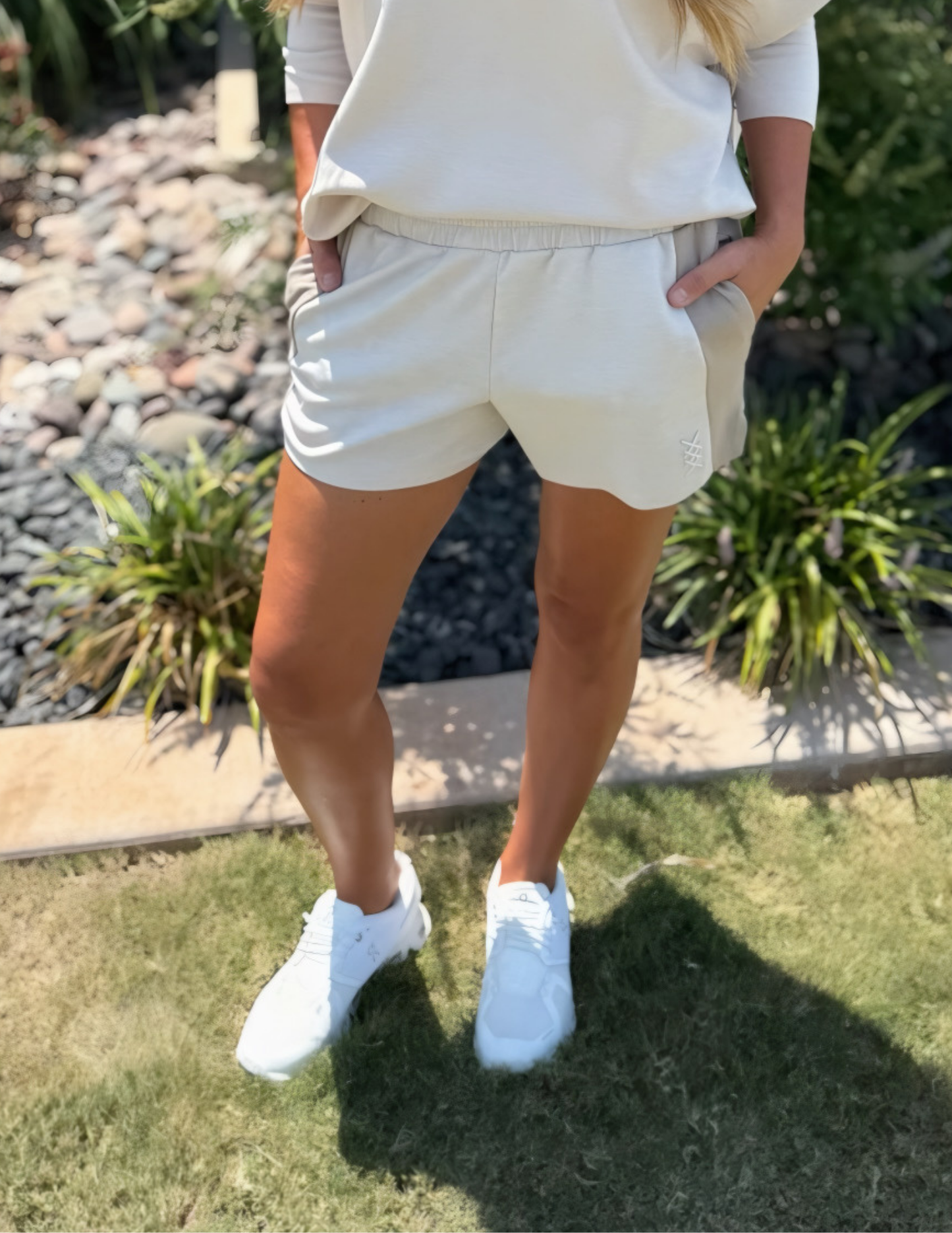 Rhone Apparel- Dreamglow Color Block Short- Beige Stone - Tres Chic Boutique