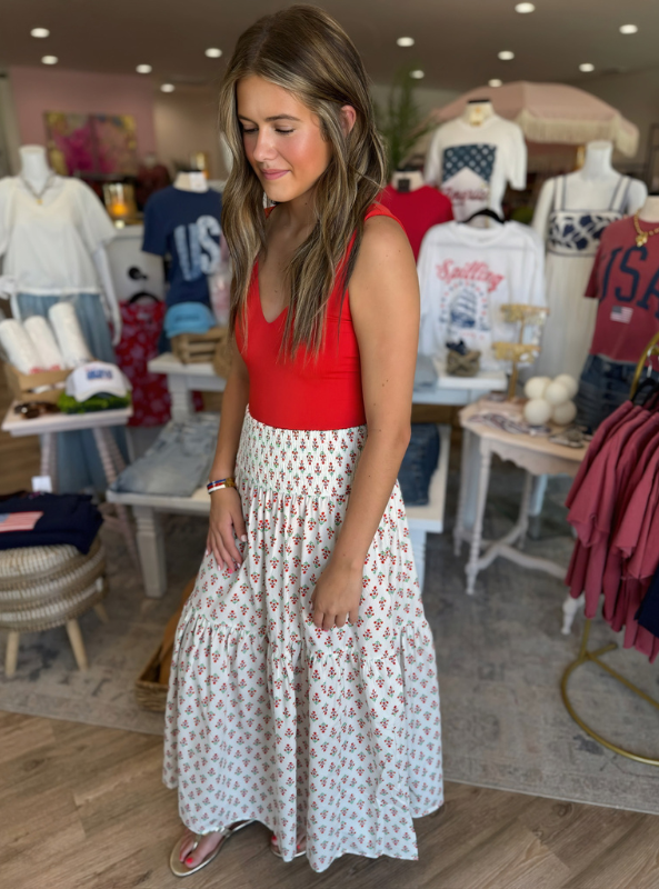 Karlie Floral Tier Maxi Skirt
