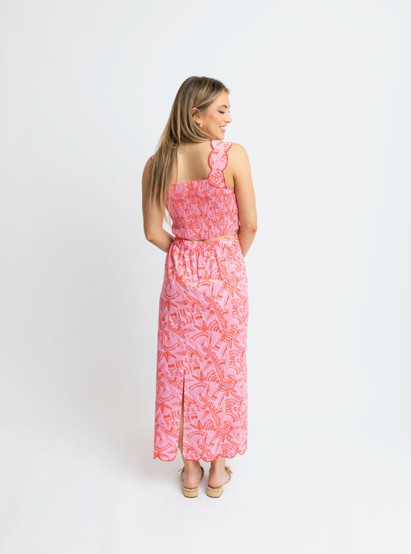 Karlie- Tropical Linen Maxi Skirt - Tres Chic Boutique