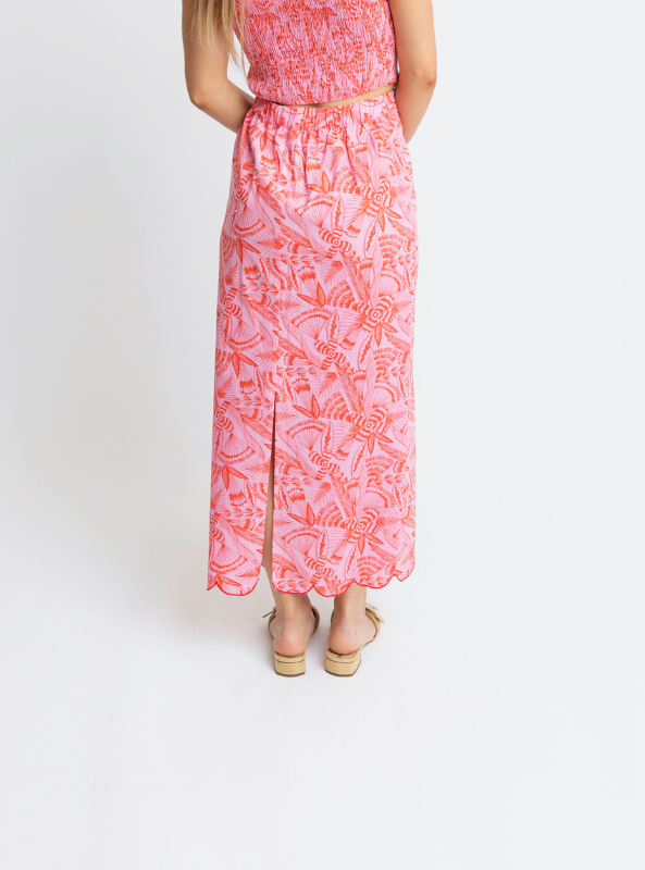 Karlie- Tropical Linen Maxi Skirt - Tres Chic Boutique