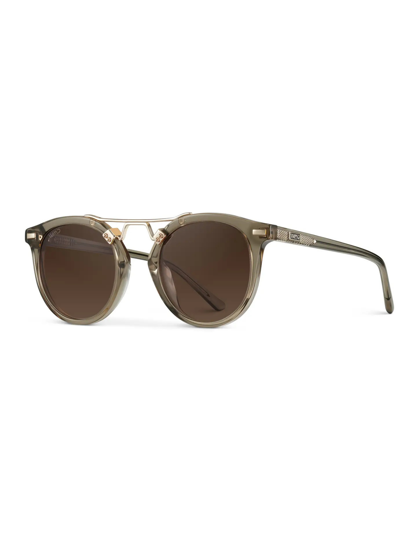 Skyler - Round Polarized Sunglasses- Crystal Taupe Brown - Tres Chic Boutique