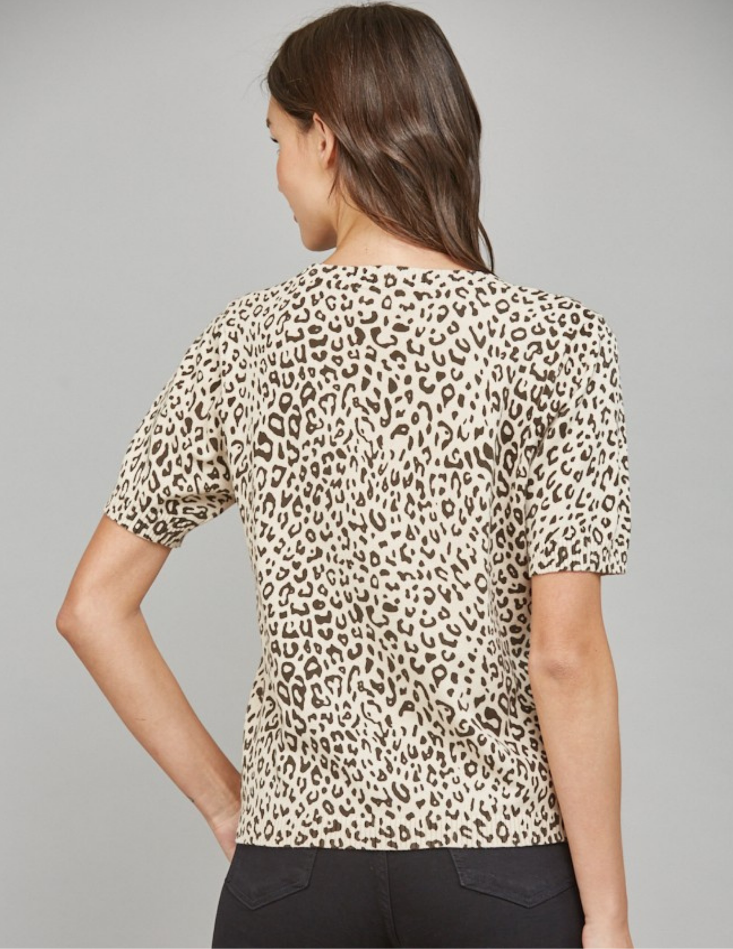 Animal Print Short Sleeve Sweater - Tres Chic Boutique