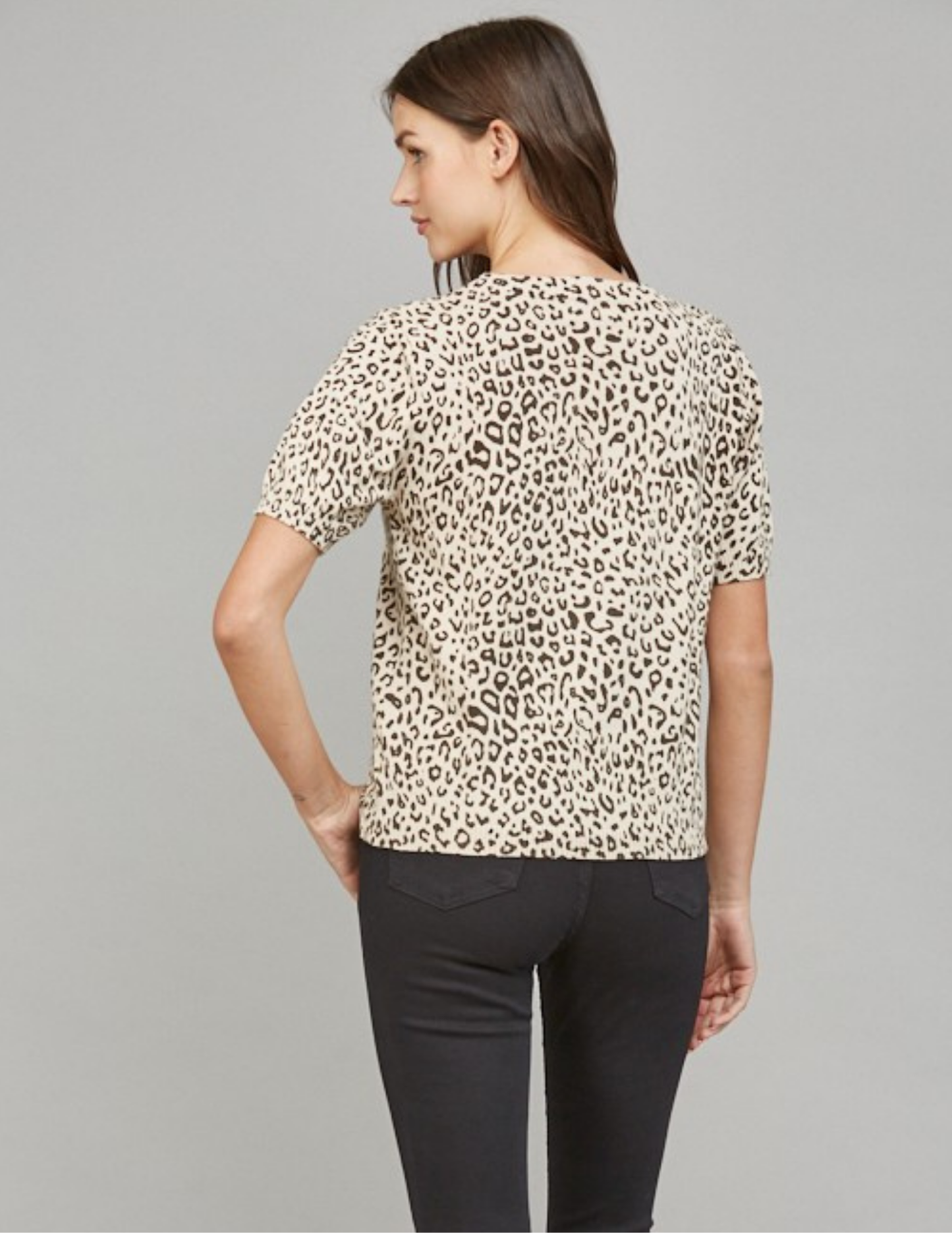Animal Print Short Sleeve Sweater - Tres Chic Boutique