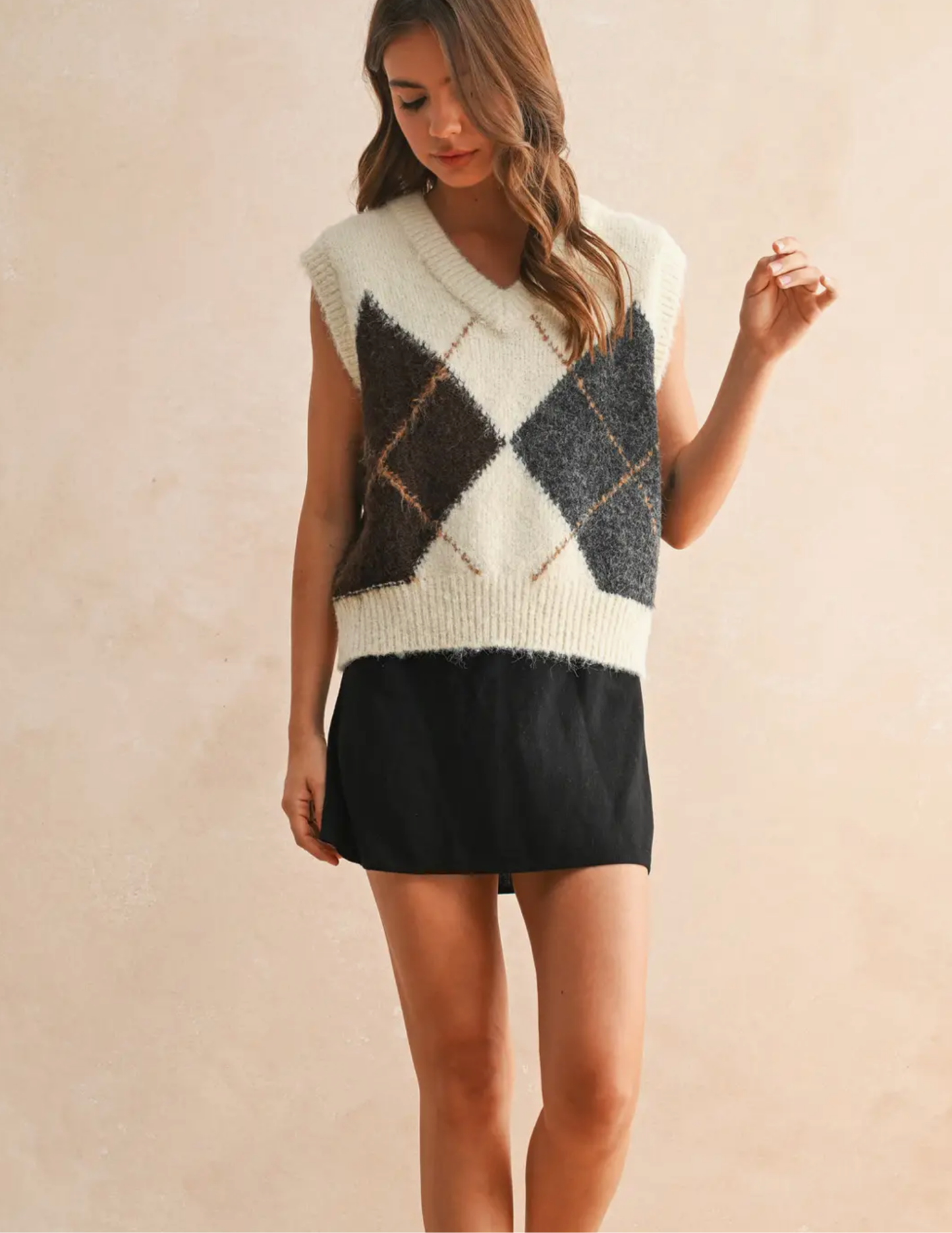 Argyle Pattern Sweater Vest - Tres Chic Boutique