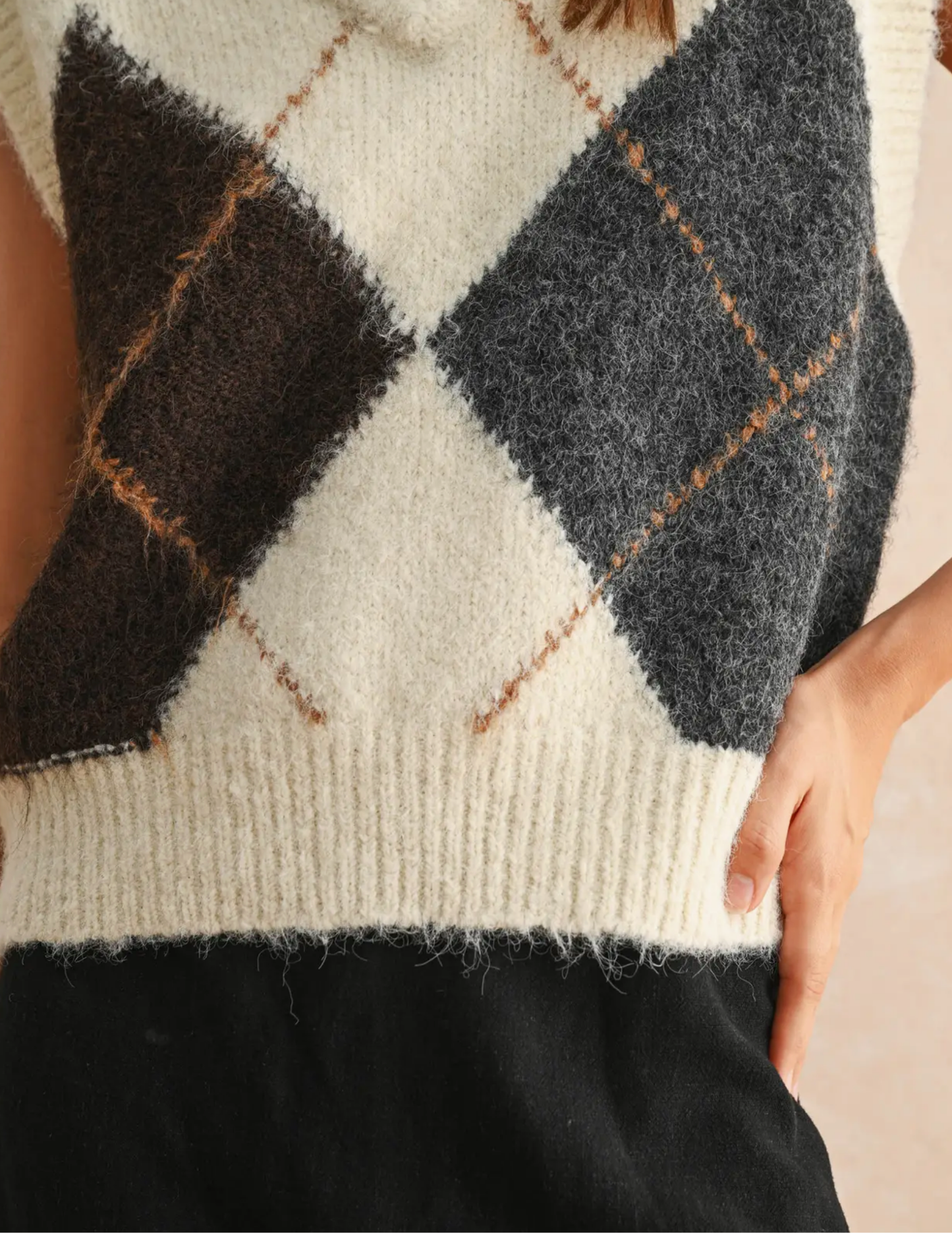 Argyle Pattern Sweater Vest - Tres Chic Boutique