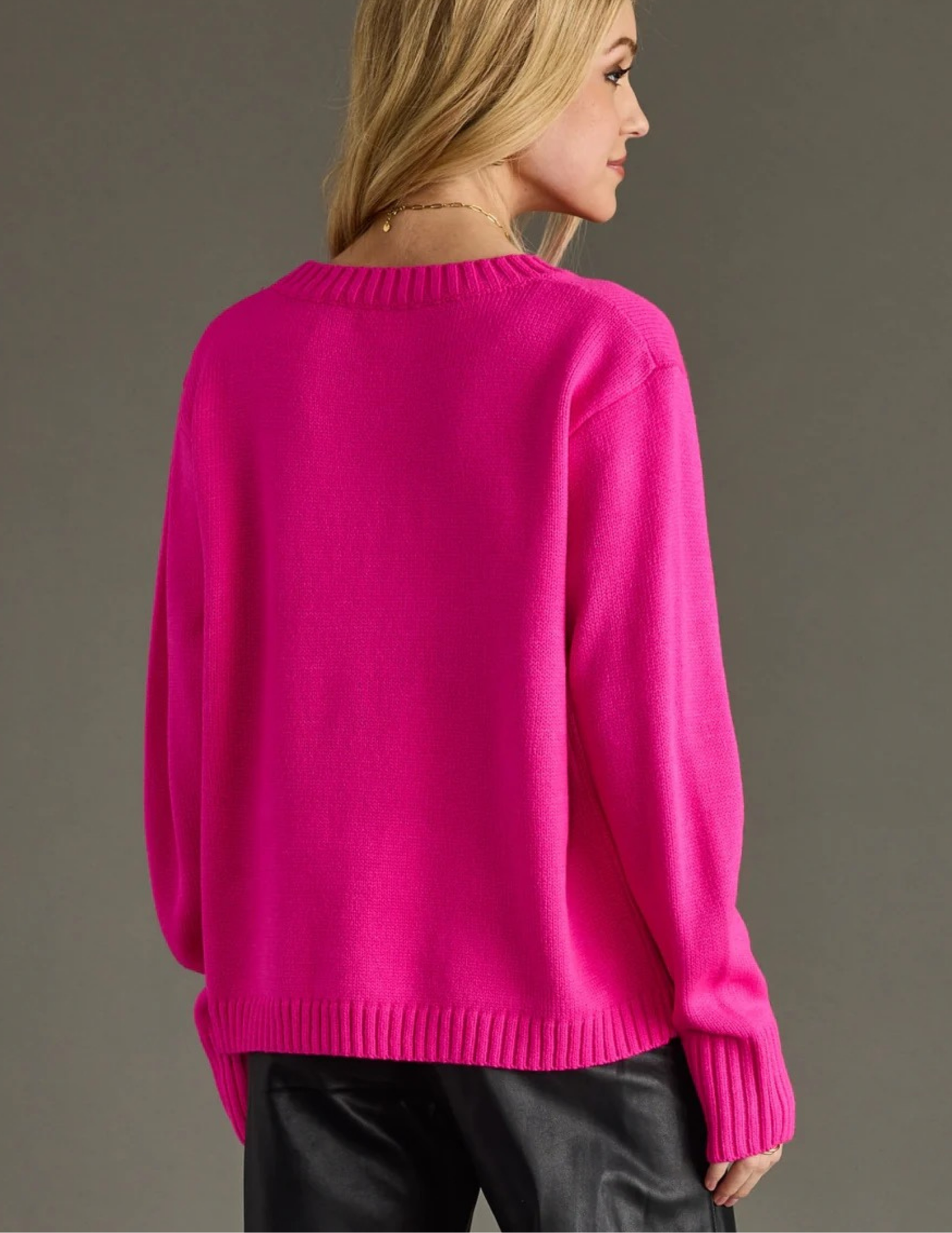 Bright Pink Merry Sweater