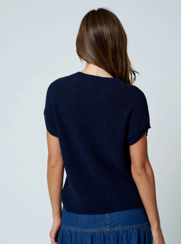 Della Knit Top- Navy