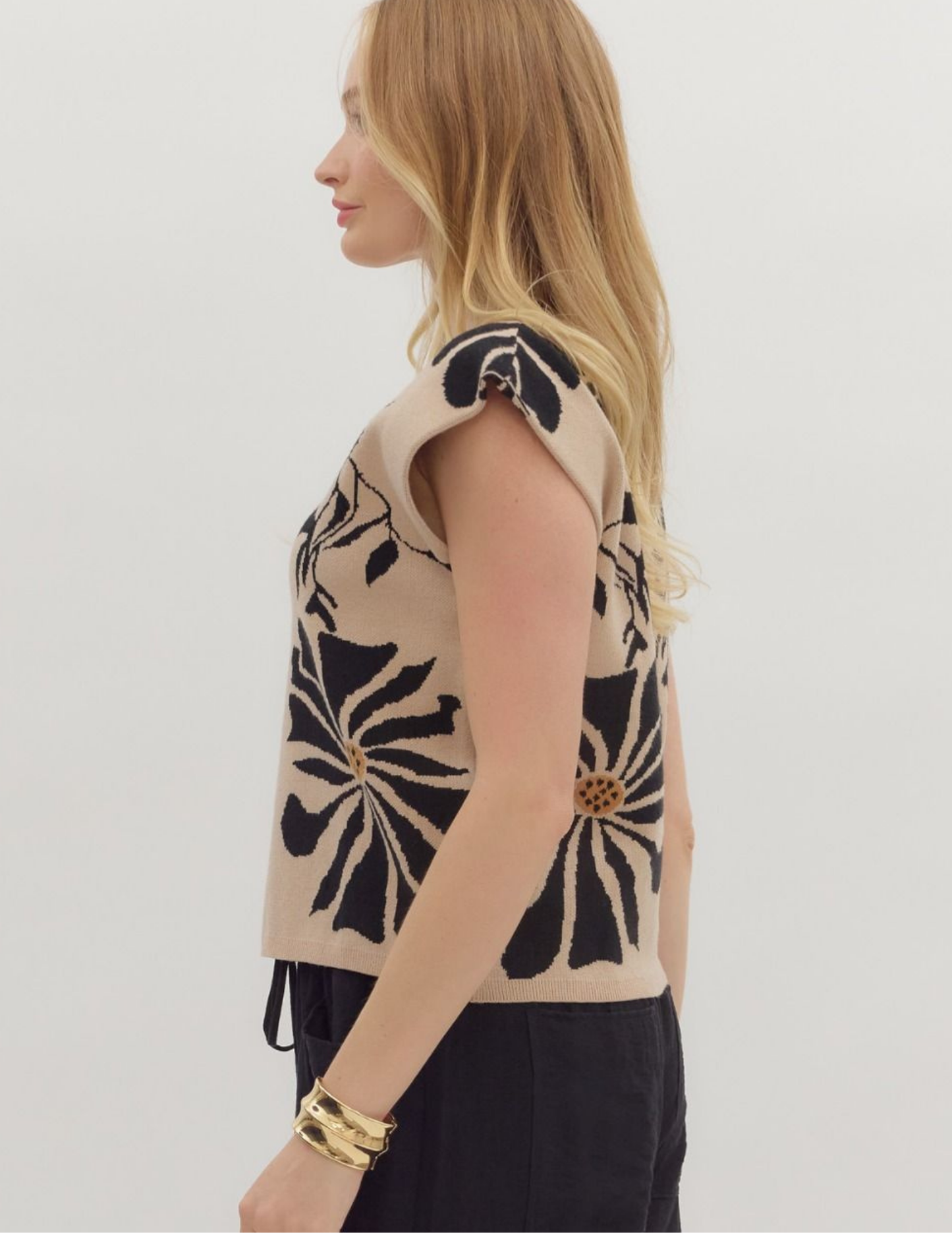 Fall Floral Short Sleeve Sweater