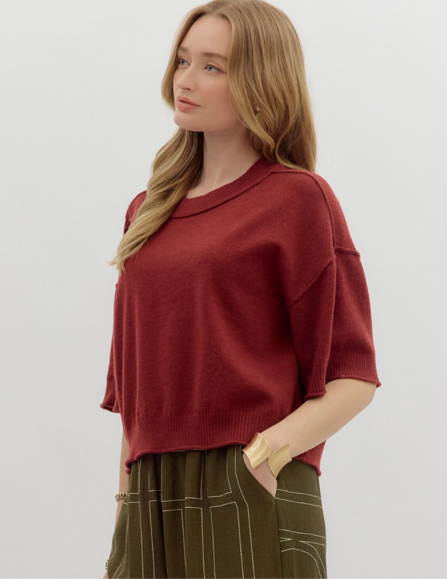 Fall Lightweight Sweater- Garnet