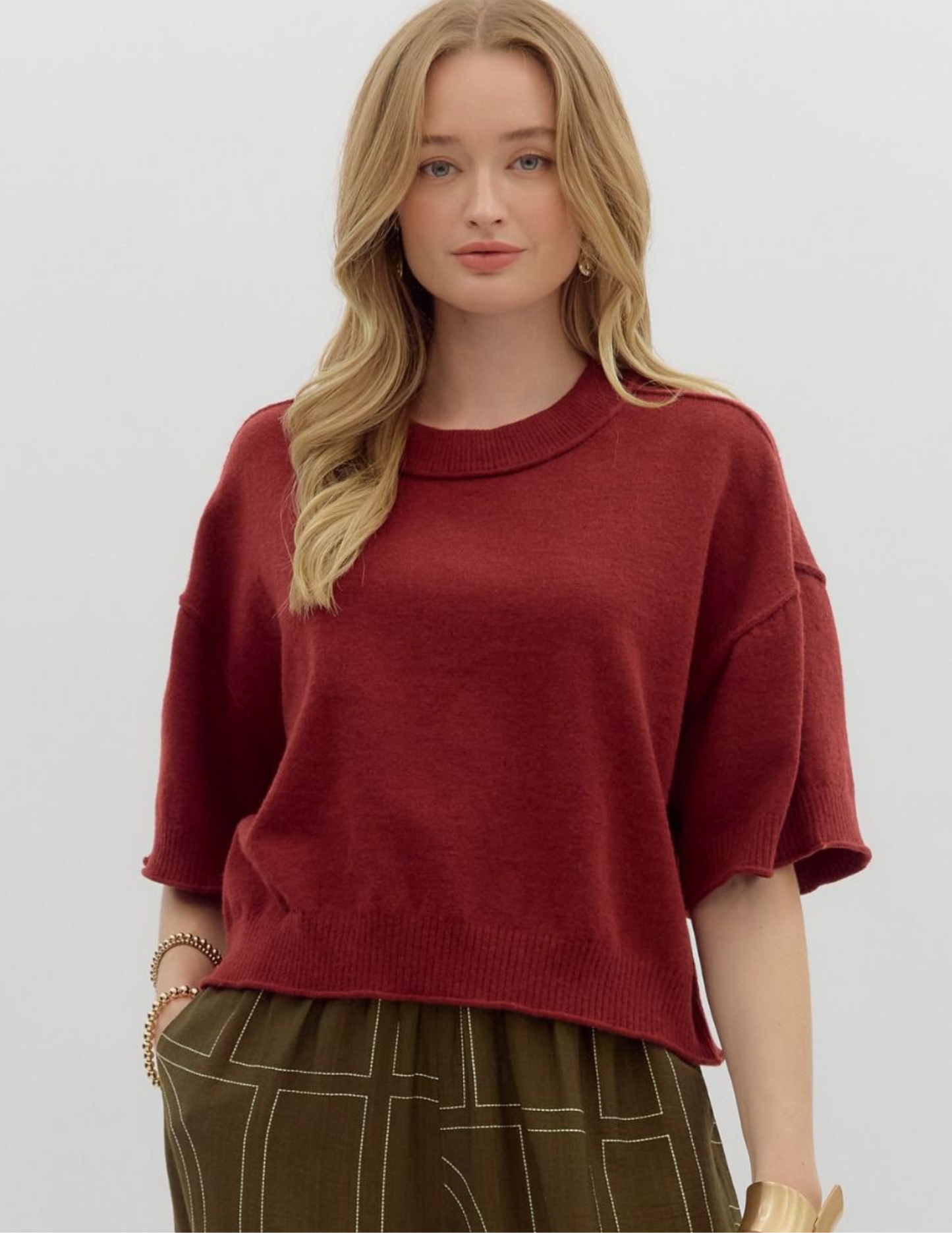 Fall Lightweight Sweater- Garnet