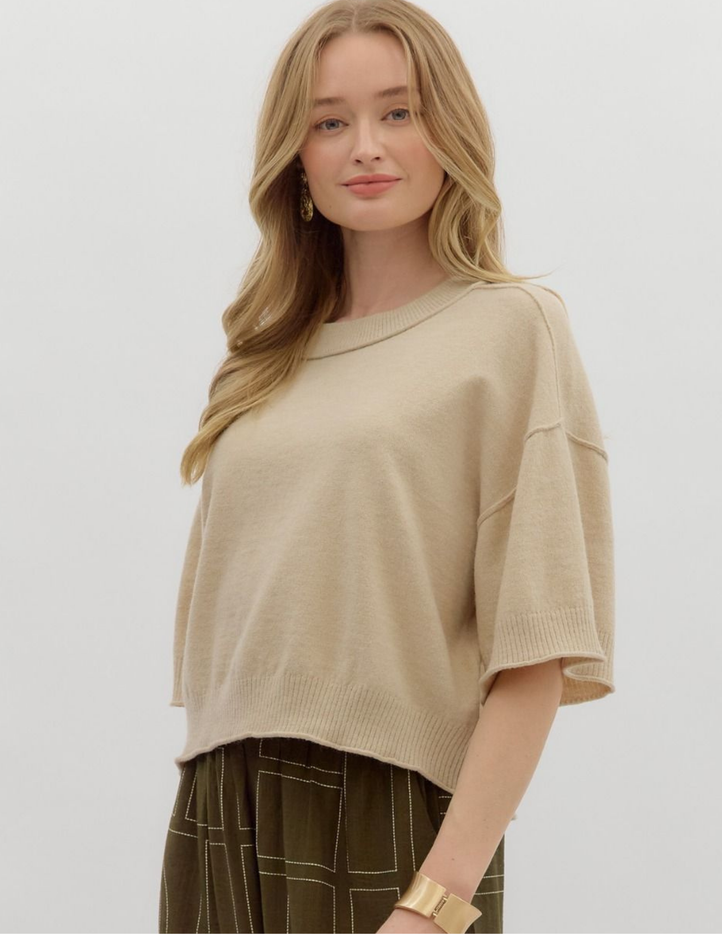 Fall Lightweight Sweater- Oatmeal - Tres Chic Boutique