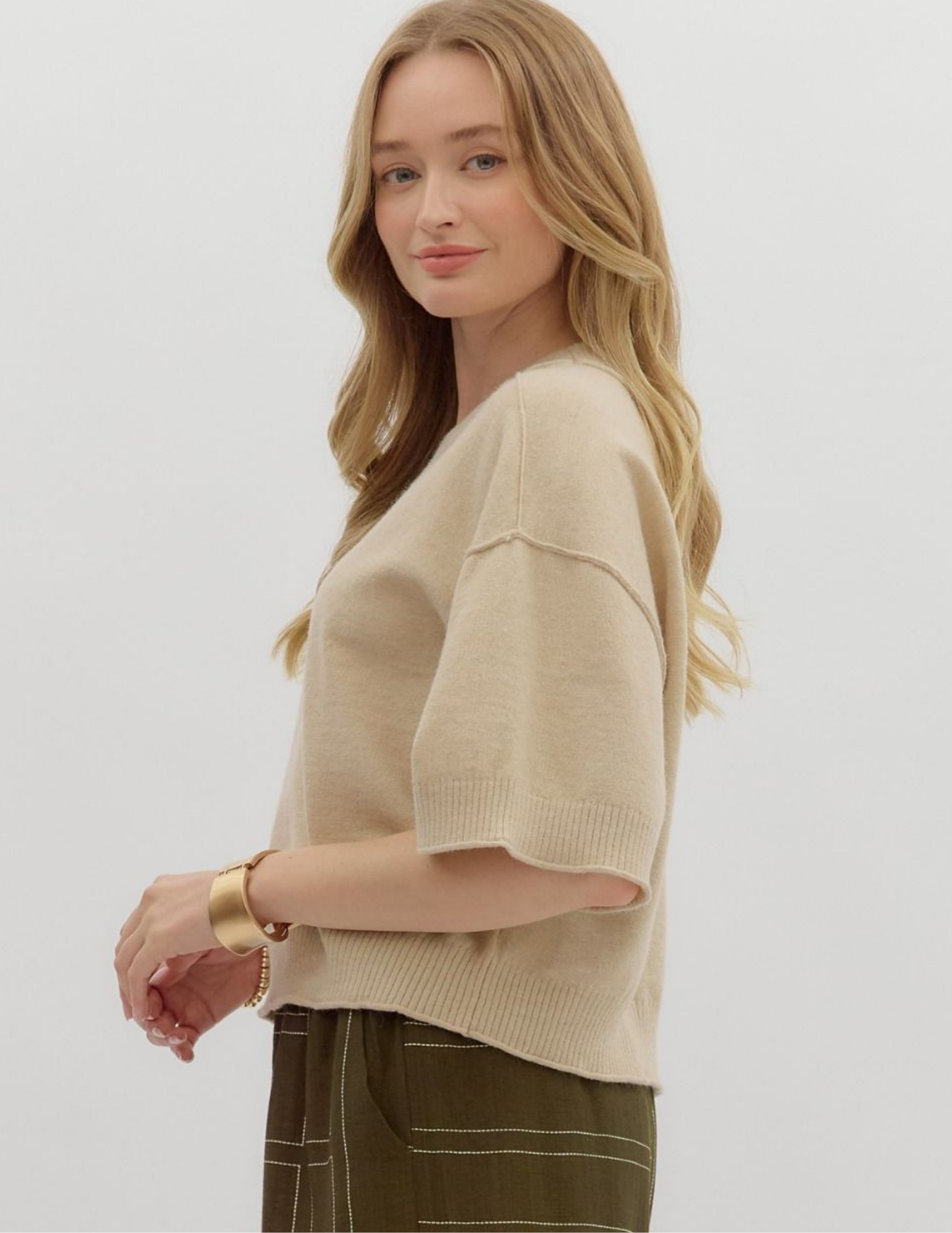 Fall Lightweight Sweater- Oatmeal - Tres Chic Boutique
