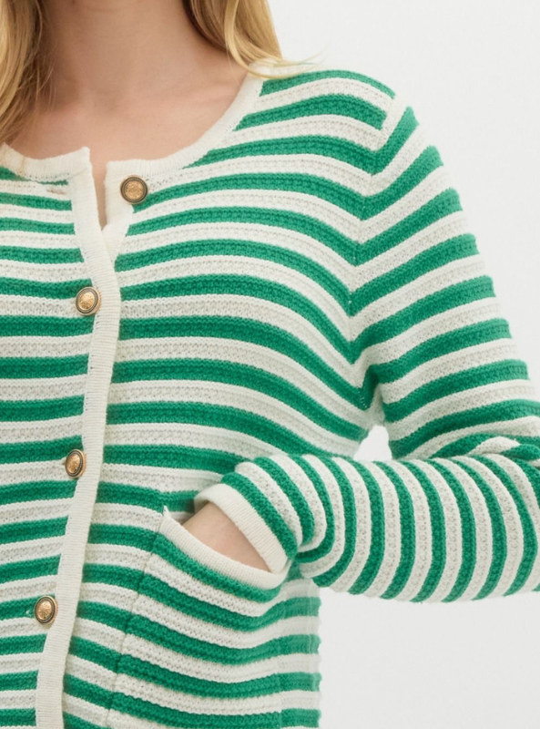 Green Striped Cardigan - Tres Chic Boutique