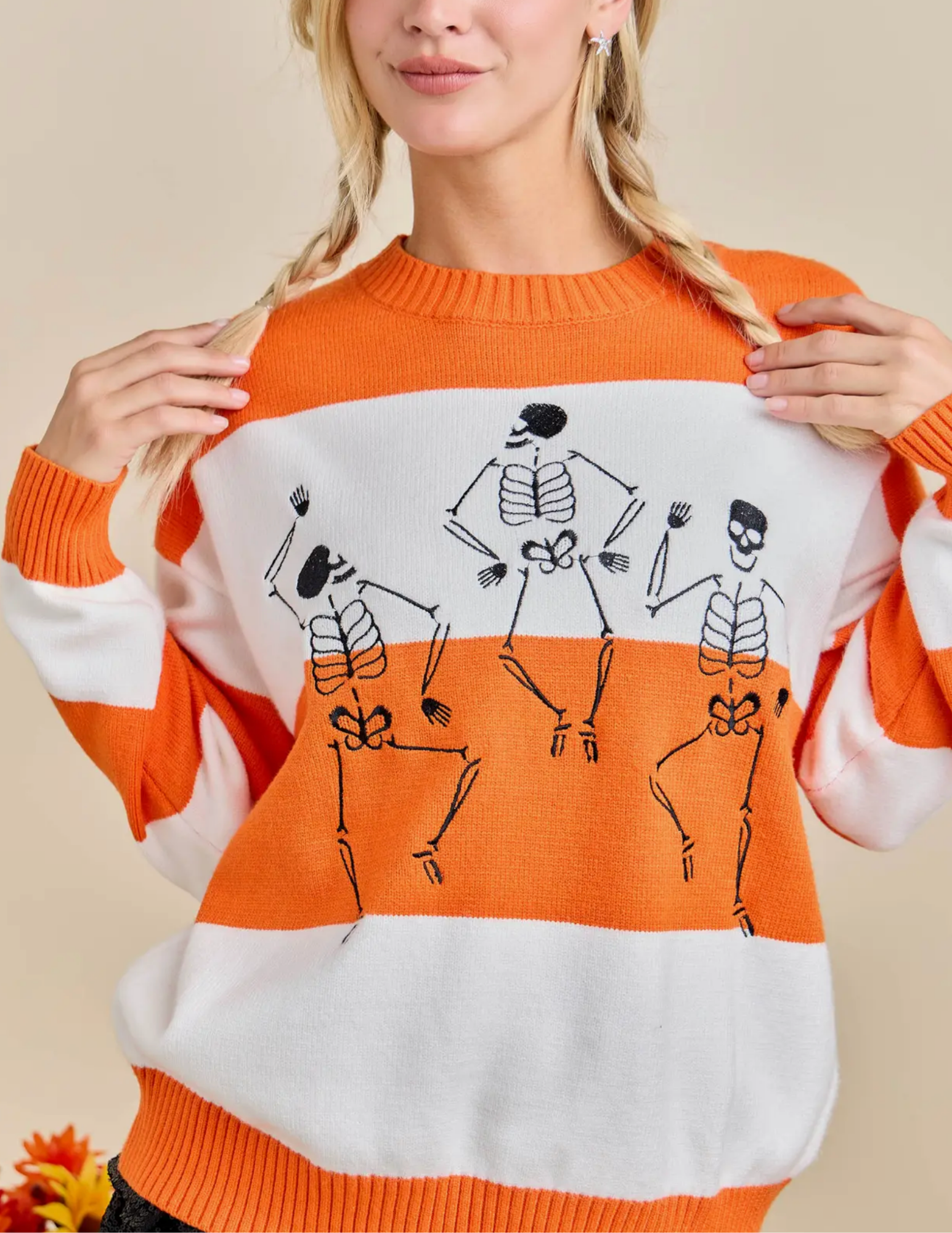 Dancing Skeleton Stripe Sweater - Tres Chic Boutique