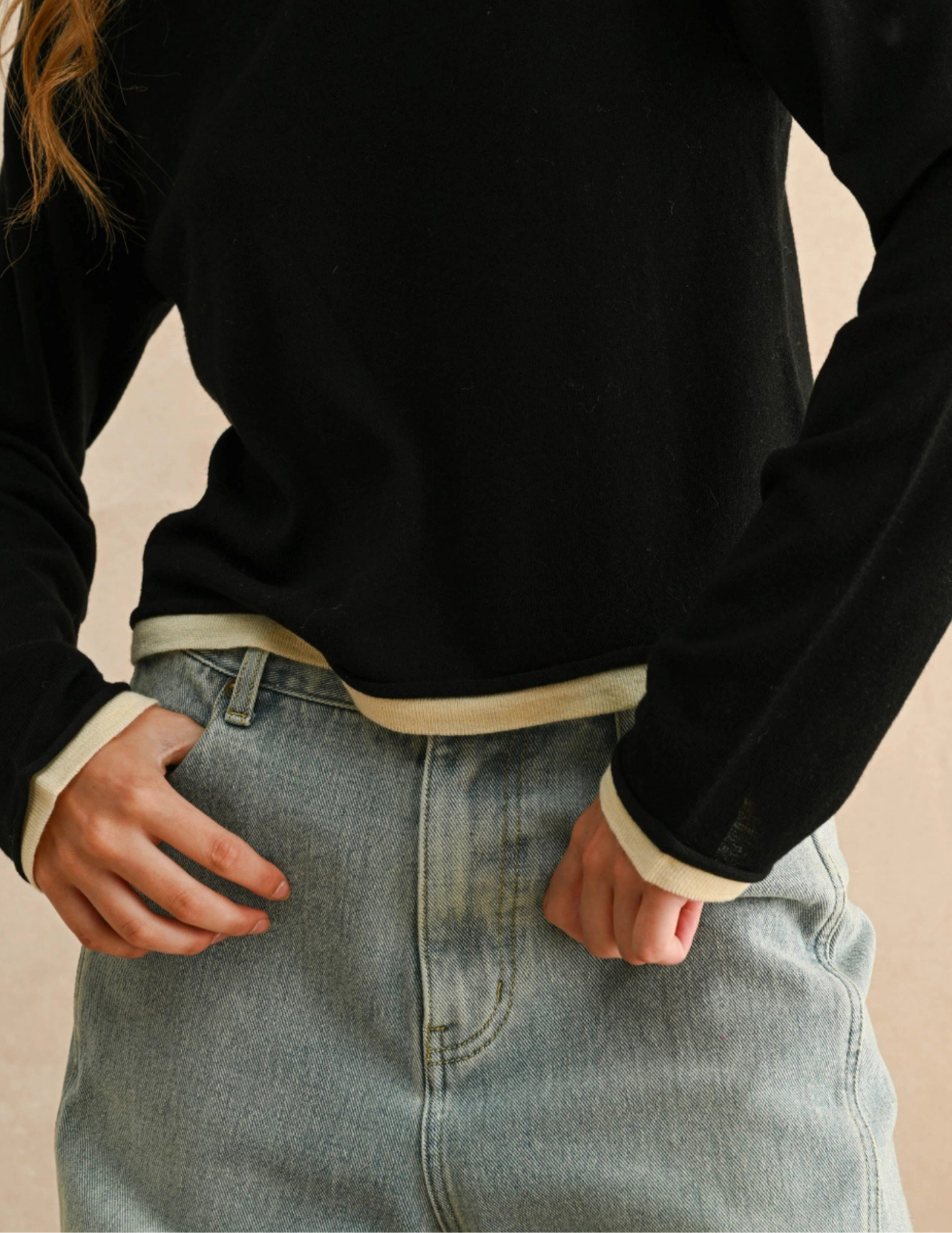 Knit Layered Top- Black