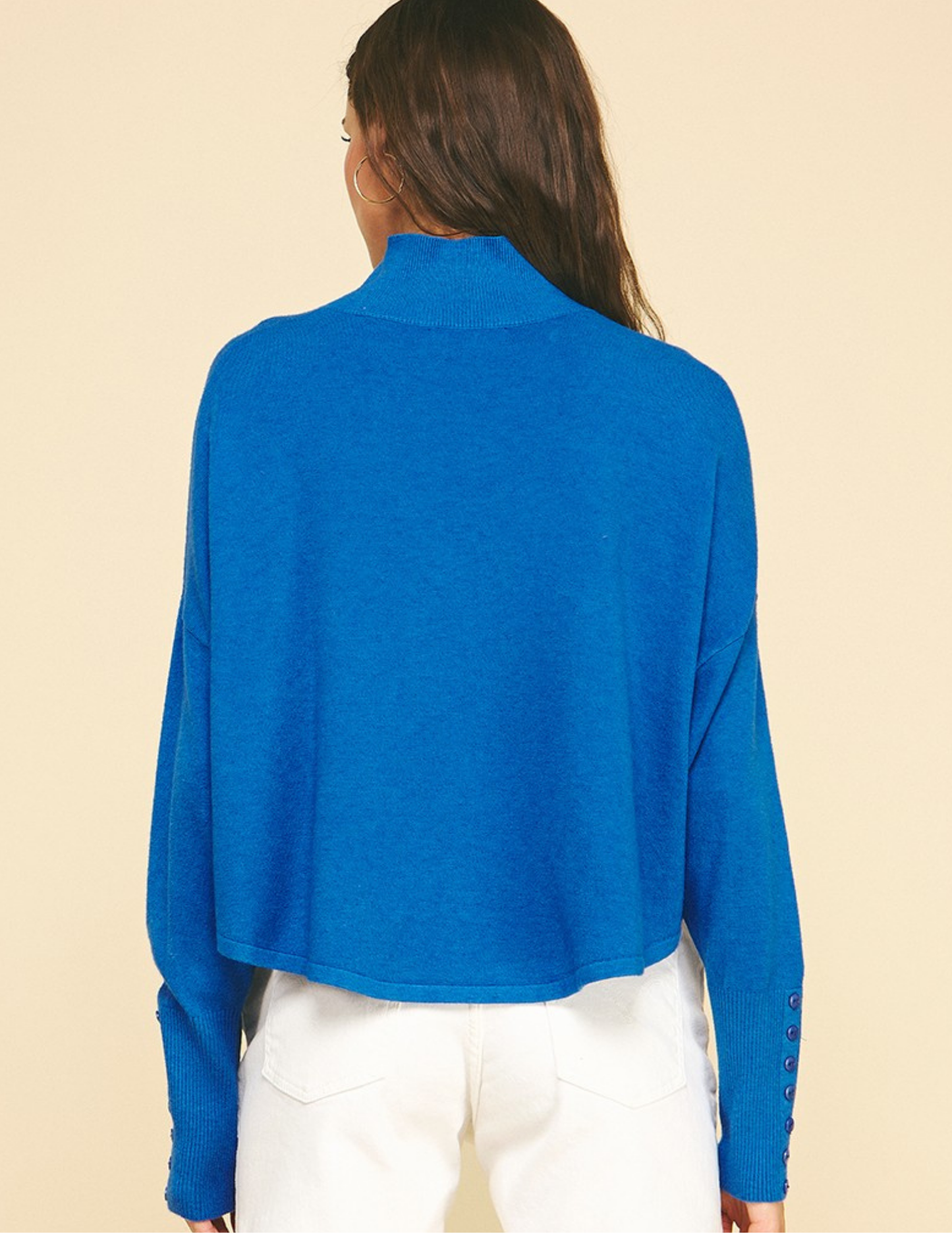 Mock Neck Sweater- Blue - Tres Chic Boutique