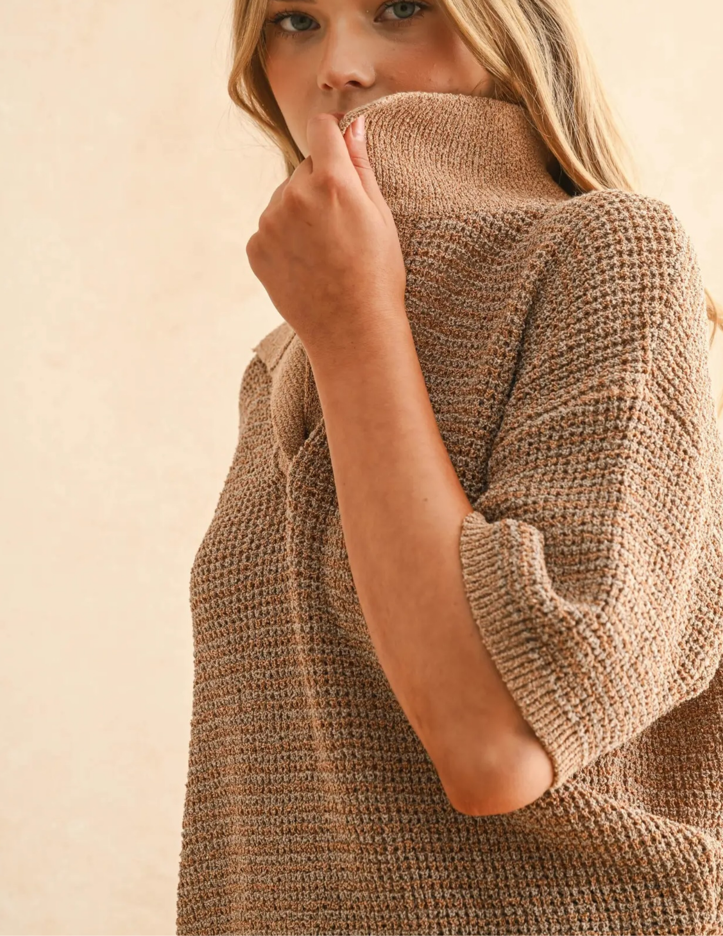 Mocha Brown Collared Knit Top - Tres Chic Boutique