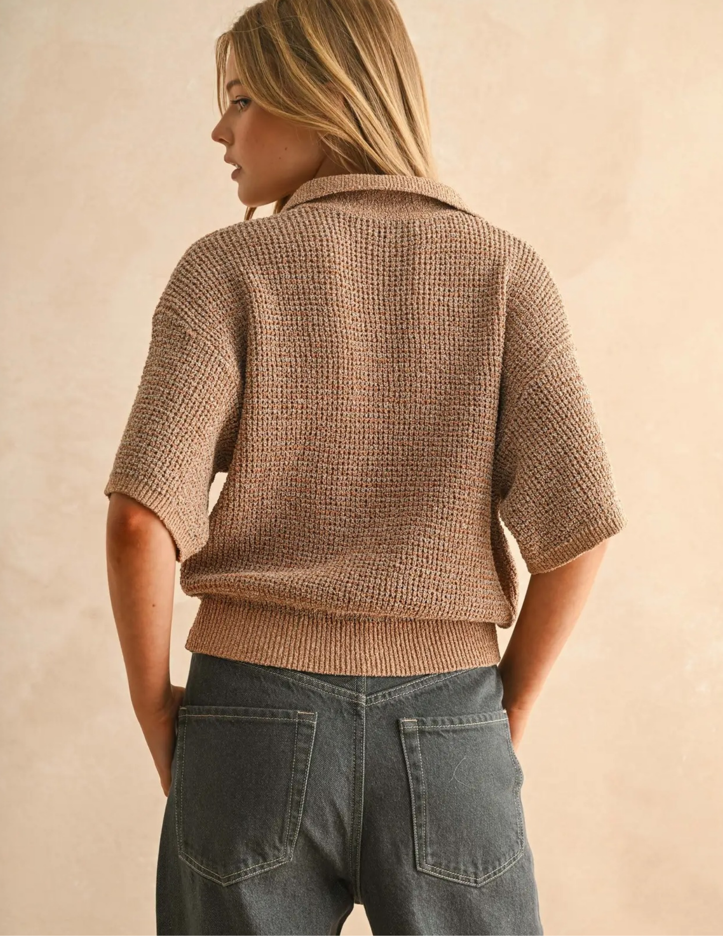 Mocha Brown Collared Knit Top - Tres Chic Boutique