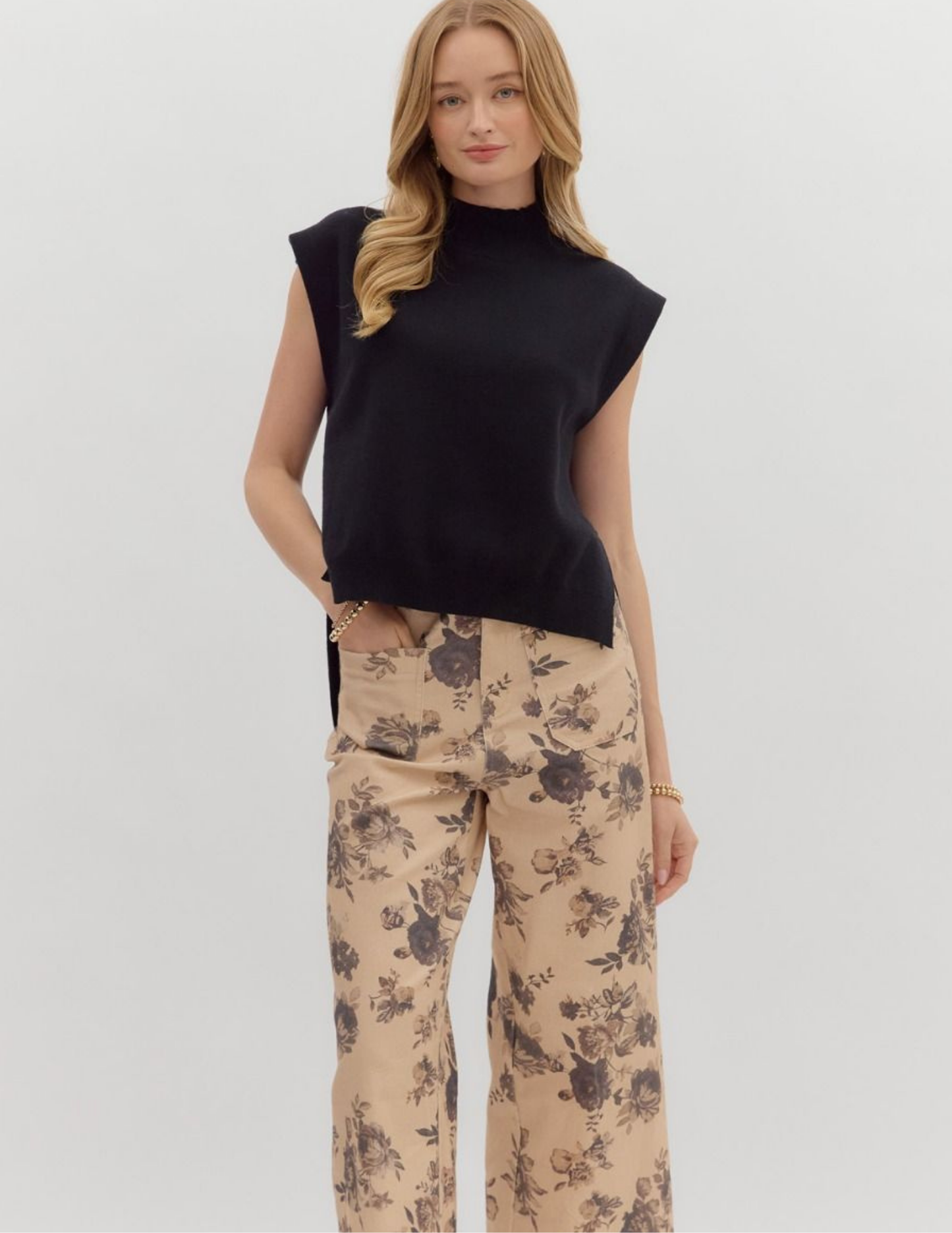 Sara Solid Mock Neck Sweater- Black - Tres Chic Boutique