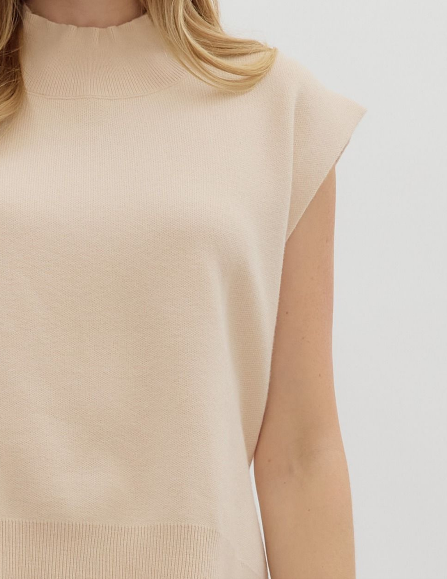 Sara Solid Mock Neck Sweater- Oatmeal - Tres Chic Boutique