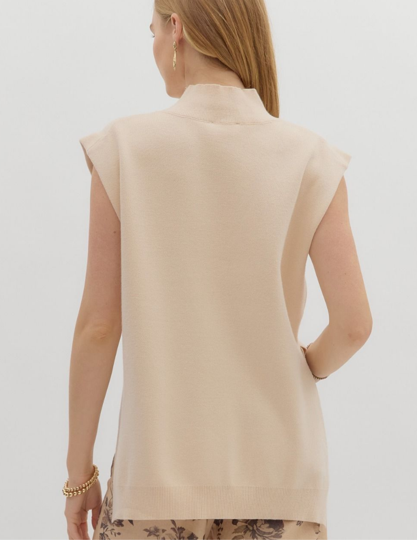 Sara Solid Mock Neck Sweater- Oatmeal - Tres Chic Boutique
