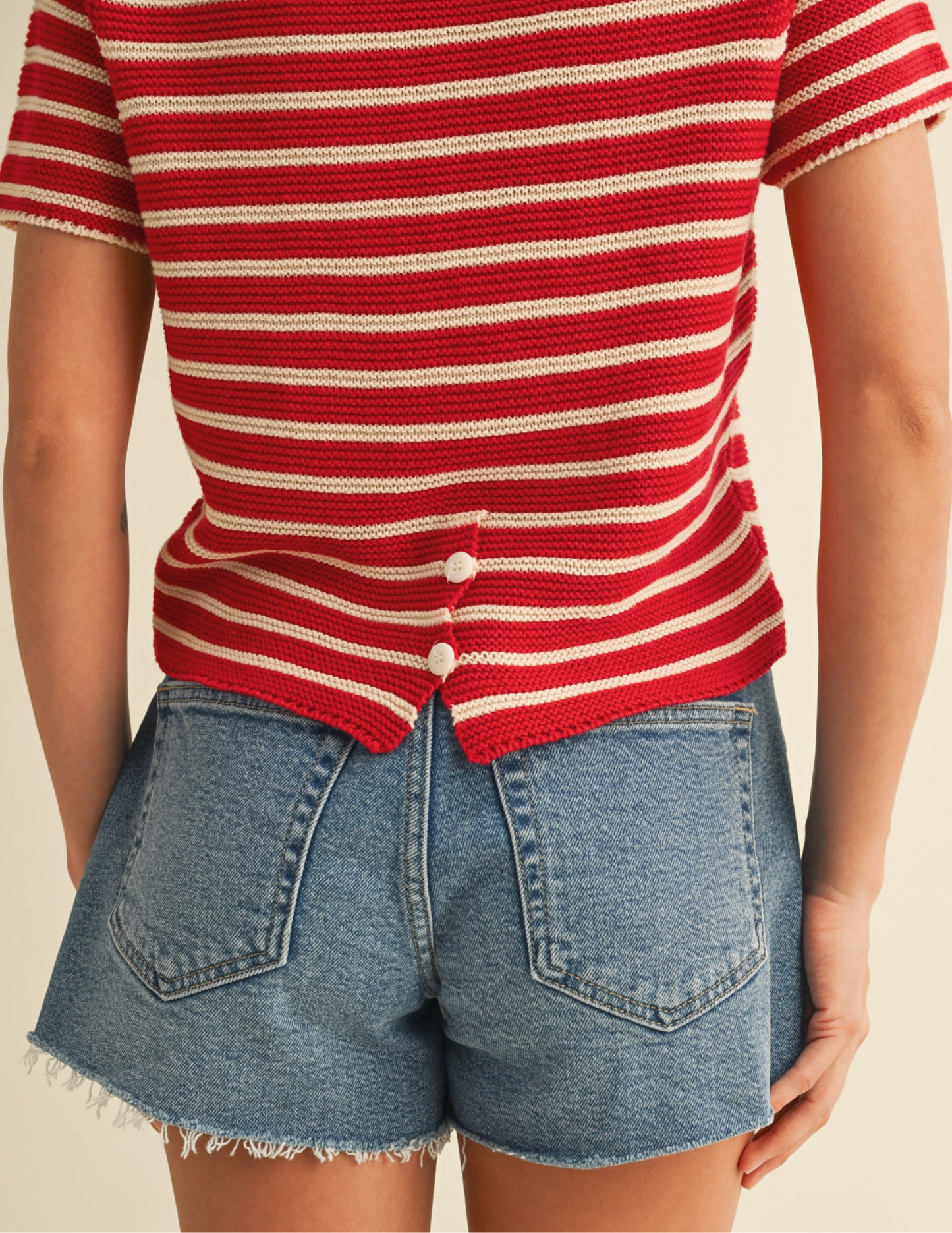 Short Sleeve Striped Sweater Top