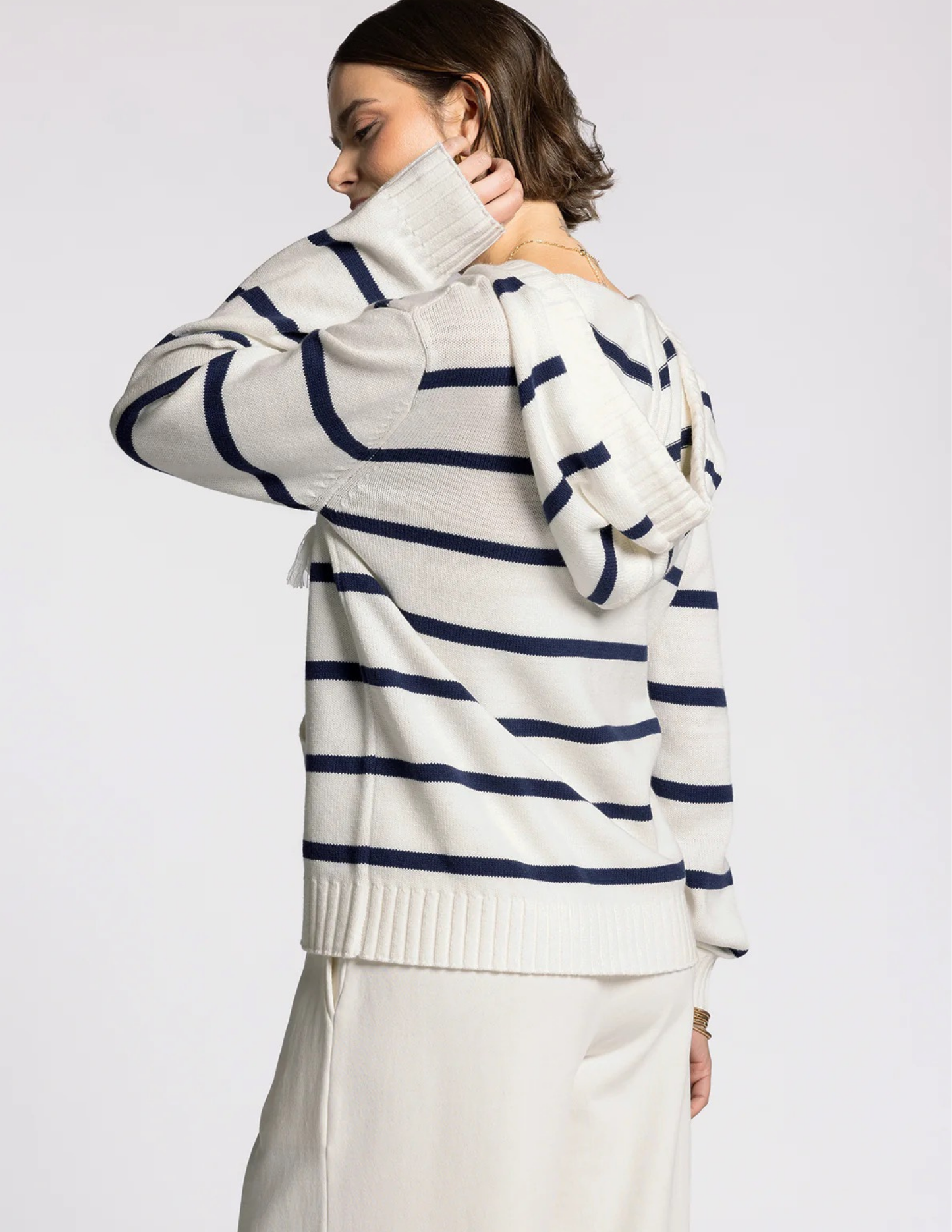 Rylee Hoodie- Ivory & Navy