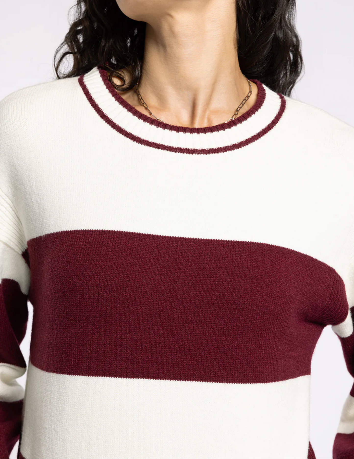 Tabitha Sweater- Burgundy & White