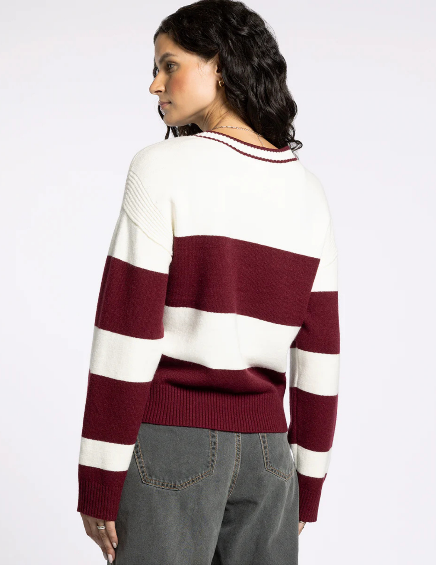 Tabitha Sweater- Burgundy & White
