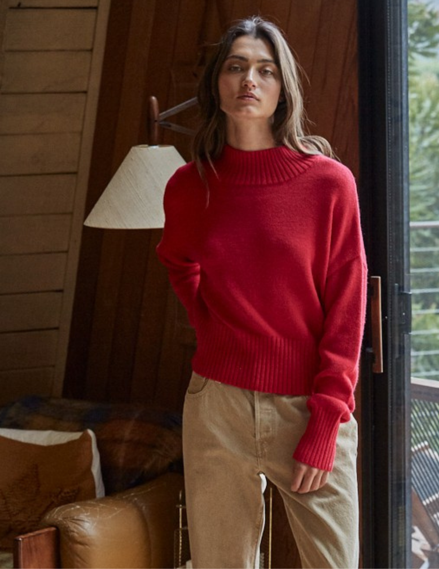 Uptown Mock Sweater- Red