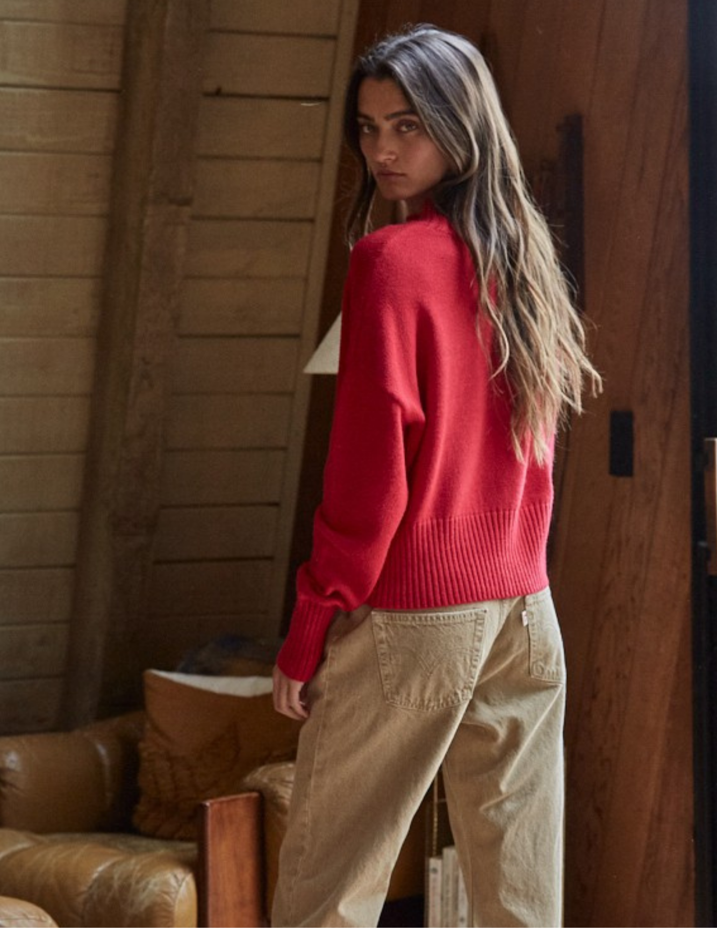 Uptown Mock Sweater- Red