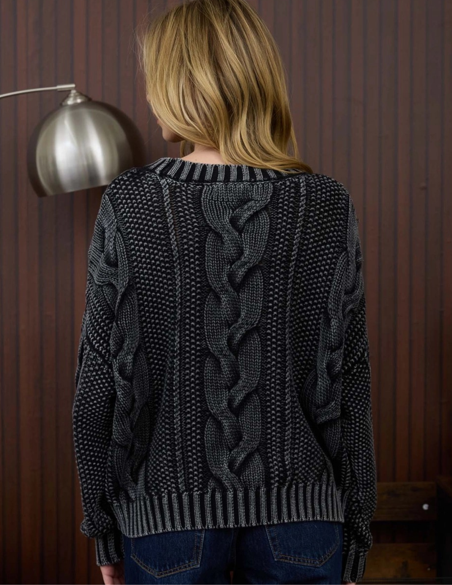 Washed Cable Knit Sweater