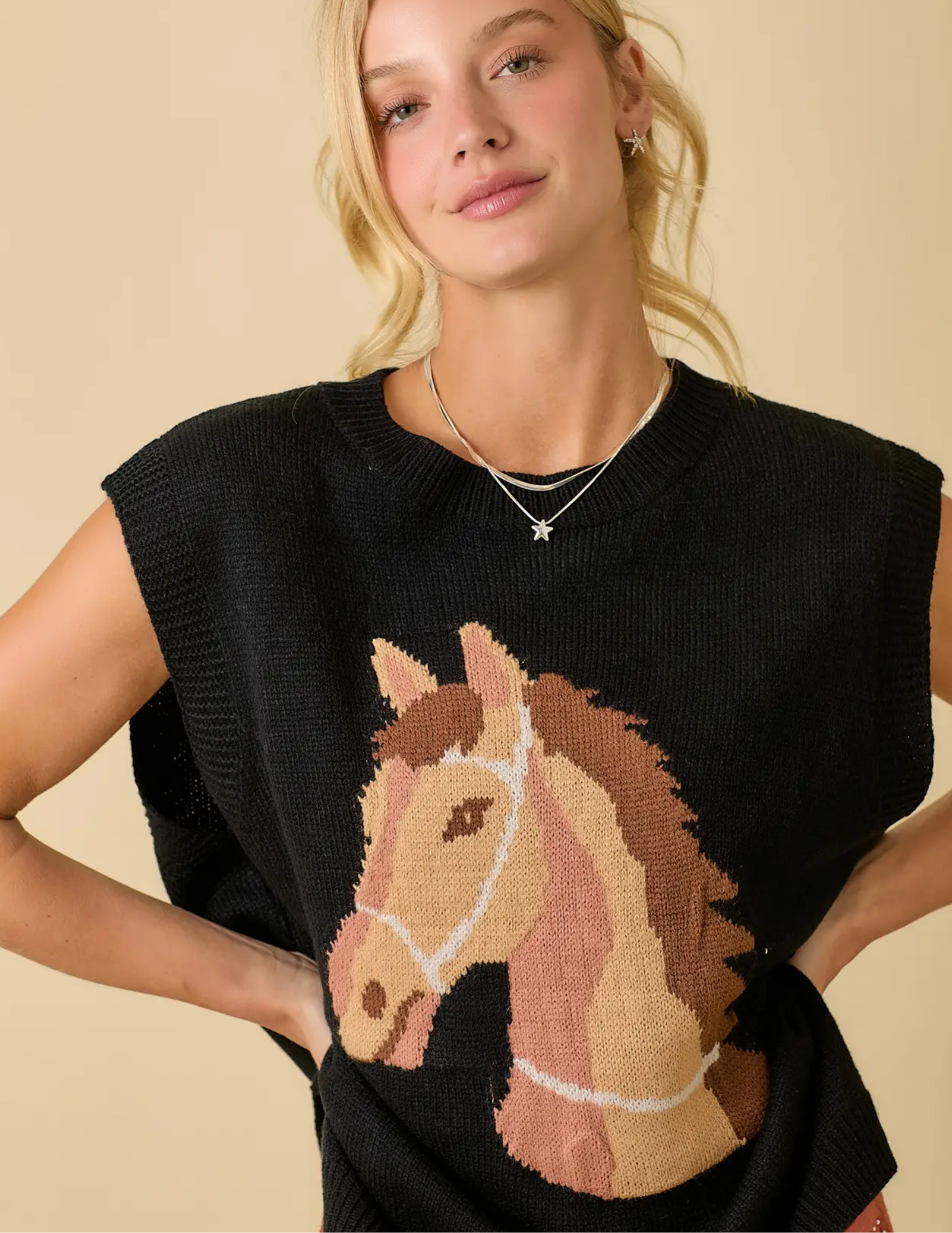 Western Horse Sweater Knit Top