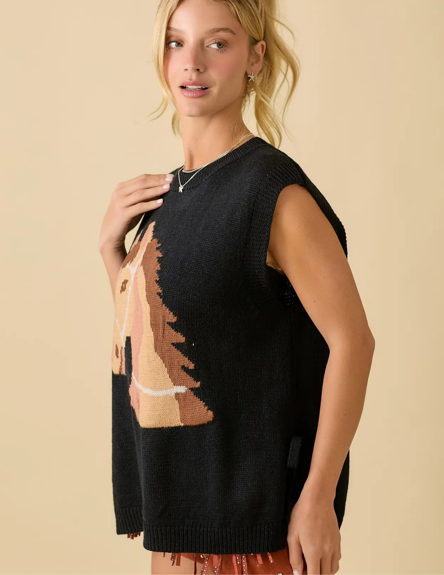 Western Horse Sweater Knit Top