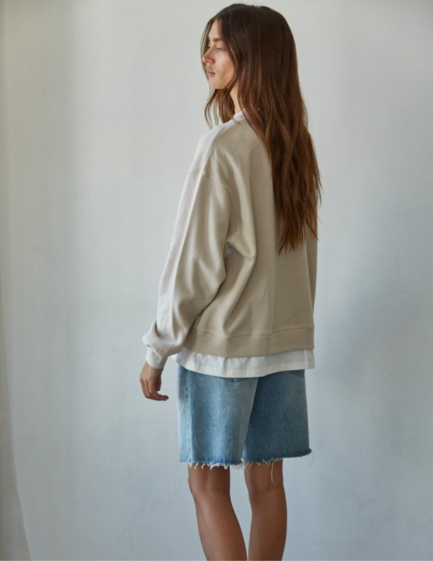 Always On Crew Twofer Pullover- Clay - Tres Chic Boutique