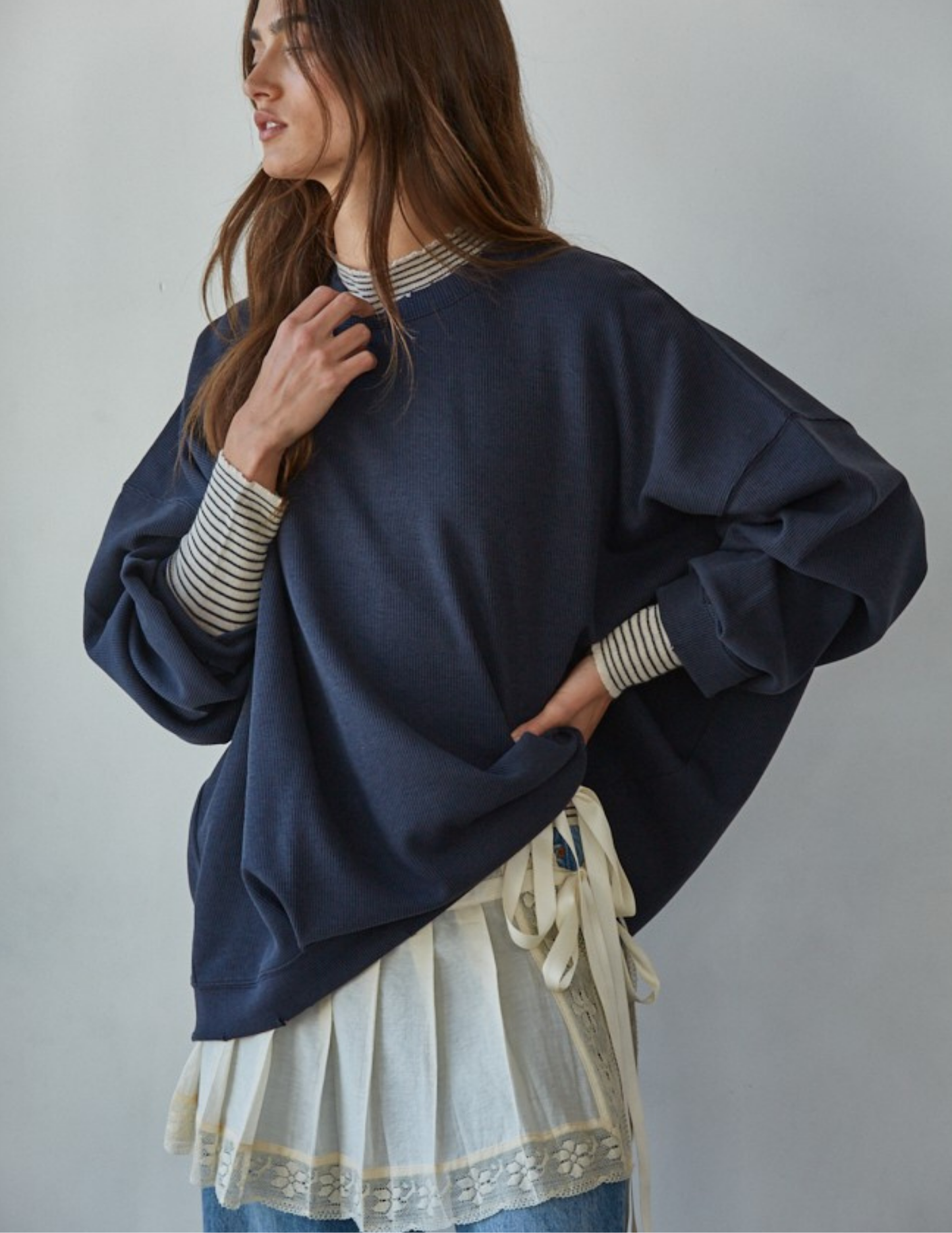 Around Town Crew Pullover- Dark Navy