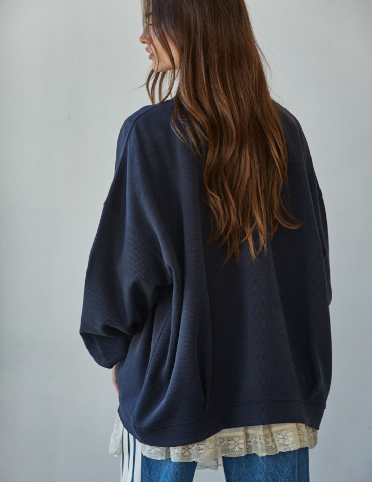 Around Town Crew Pullover- Dark Navy