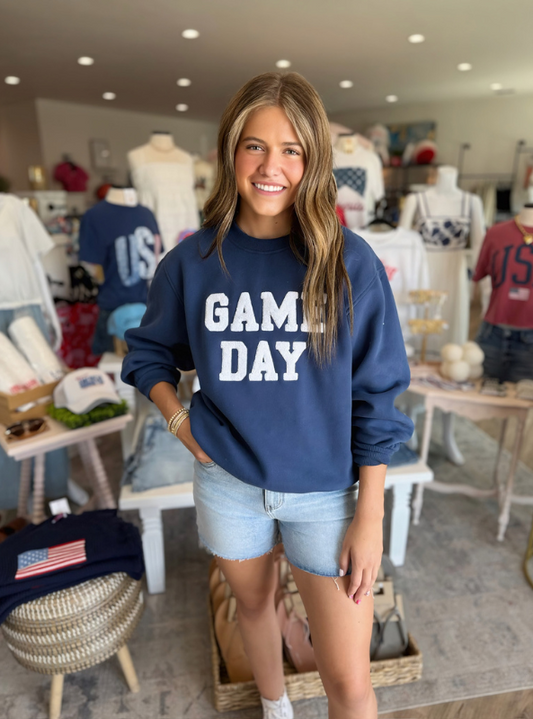 Blue Game Day Sweatshirt - Tres Chic Boutique
