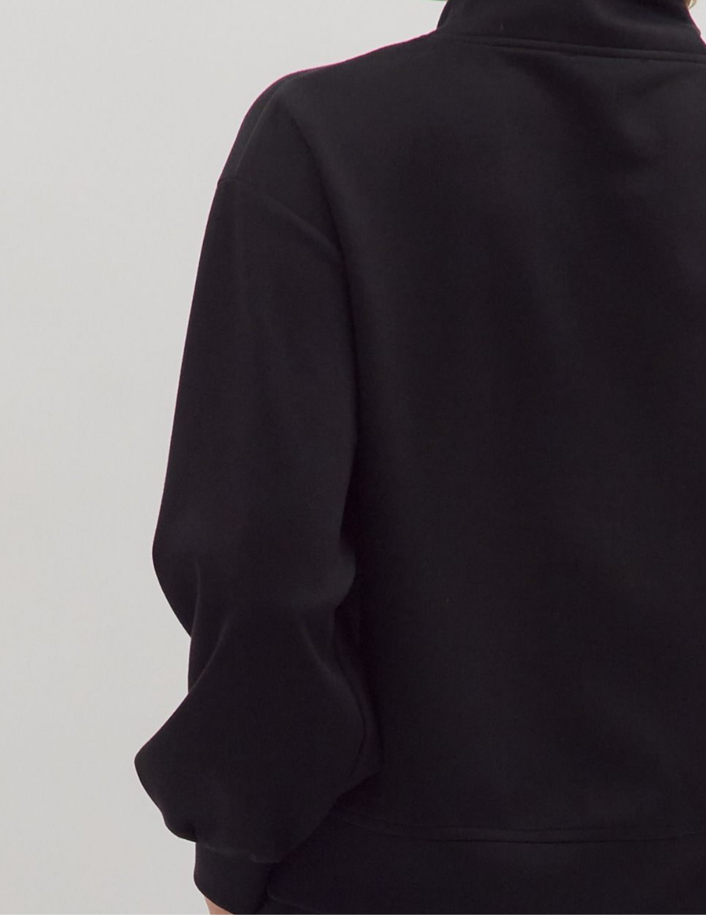 Knit Quarter Zip Pullover- Black